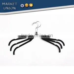 ABS Plastic Antiskid Velvet Hangers Flocking Clothes Hanger With Pulley for Women thumbnail-1