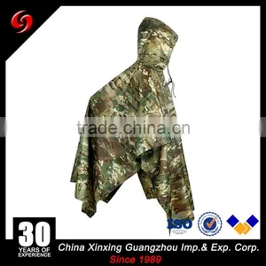 Military Issue Camouflage Durable Waterproof Coated Military Poncho thumbnail-1