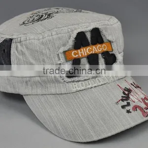 Sublimation Military Hats Caps With Embroidery Patch Distressed Denim Caps thumbnail-2