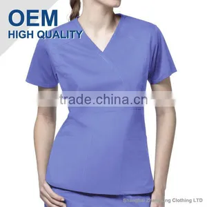 ZX OEM ODM Scrubs Wholesalemedical Scrubs ChinaGrey Nurse Scrub Suit With Tagless Neck thumbnail-4