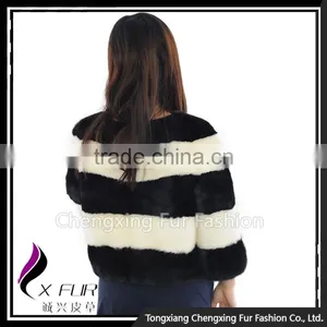 CX-G-A-261A Wholesale Stylish Cheap Winter Wear Round Neckline Real Mink Fur Coat Women thumbnail-4