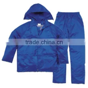 Adult CE EN340 EN343 Sealed Seams Polyester Rain Coat With Double PVC Coating Yellow/blue thumbnail-1