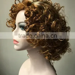 European Golden Hair Women Short Blonde Wigs Afro Kinky Synthetic Hair Lace Front Party Wig thumbnail-5