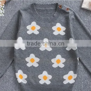 New Design Stylish Teenager Kids Girls Flower Knitting Pullover Sweaters thumbnail-1