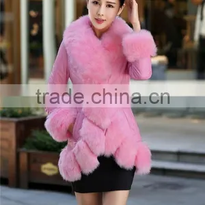 New Fashion Winter Jacket Women Luxurious Fake Fox Fur Collar Long Leather Jacket PU Slim Parkas For Women Coat Ladies Down thumbnail-4