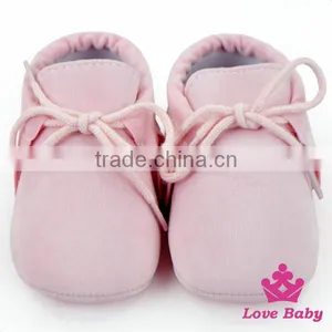 Cute Pink Color Soft Sole Rubber Baby Girl Shoes Newborn Crib Shoes With Lace Wholesale Leather Baby Shoes thumbnail-2