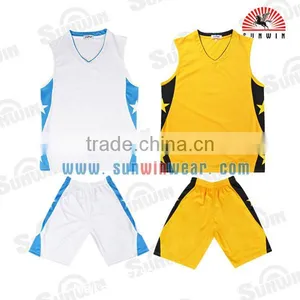 Wholesale Blank Best Basketball Jersey Design Yellow Color thumbnail-4