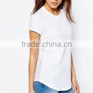 Guangzhou Shandao OEM Factory Summer Plain O-neck Short Sleeve 180g 40% Cotton 60% Polyster White Blank Women T Shirt thumbnail-3
