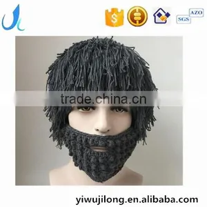 Hot Sell Men Barbarian Knit Crochet Beanie Hat Mad Scientist Wig Mustache Cap Beard Hat thumbnail-1