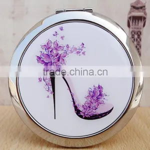 Dubaa Mother of Purple High Heel Shoes Design Double Magnifying Compact Cosmetic Makeup Hand Mirror thumbnail-1