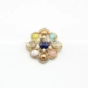 New Arrival Pearl and Turquoise Round Brooch Fashion Lady Gifts thumbnail-3