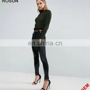 Rosun Newest Designs Collection Turtleneck Tie Waist Partten Ribbed Knit Jumper thumbnail-4
