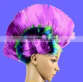Hallowmas Masquerade Punk Mohawk Mohican Hairstyle Cockscomb Hair Wig in Purple thumbnail-1
