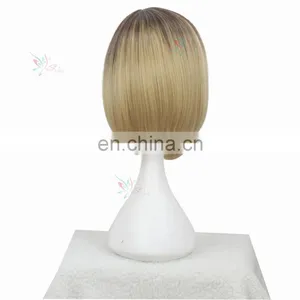 Chinese Short Brown Straight Synthetic Ladys Wigs Cheap for Small Heads thumbnail-4