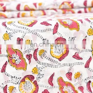 Indian Latest Hand Block Cotton Fabric Crafting Dressmaking Sewing Fabric By Meter thumbnail-2