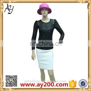In Stock Item Lace Decoration 100% Polyester T-shirt Woman Shirt thumbnail-1