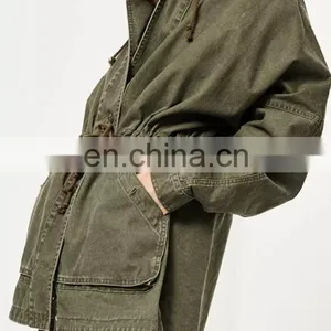 Better Quality 100% Cotton Amry Green Plan Parka Coat Women Parka Jacket thumbnail-3