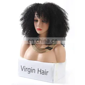 Top Selling 100% Virgin Unprocessed Brazilian Hair Natural Color Short Afro Kinky Lace Human Hair Wigs thumbnail-3