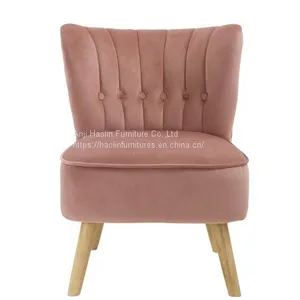 Velvet Upholstered Armless Accent Chair ,Single Leisure Chair for Living Room thumbnail-1