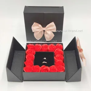 Luxury Square Double Door Flower Gift Box For Jewelry Gift Paper With Logo Design thumbnail-1