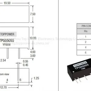 3W Isolated Single Output DC/DC Converters TPG0505S-3W Pcb Mount Power Supply thumbnail-2