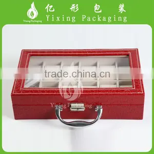 Watch Box 12 Slots Mens Black Leather Display Watch Case thumbnail-1