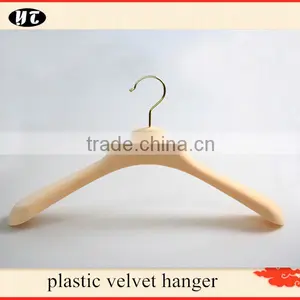 High Quality Plastic Suit Hanger Velvet Hanger With Golden Clips thumbnail-6