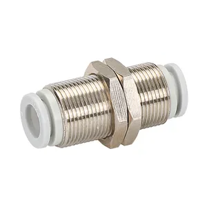 SMC Type PM Series Straight Pneumatic Push in 1/4 Bulkhead Union Brass Air Fittings thumbnail-4