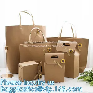 SQUARE BOTTOM, Custom Logo Kraft Paper Bag, White Kraft Paper Shopping Bag, Luxury Printed Packaging Paper Gift Bag thumbnail-1
