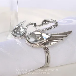 Luxury Crystal Rhinestone Diamond Swan Styles Napkin Ring For Party Wedding Table Decoration thumbnail-2