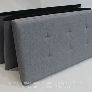 Foldable Storage Linen Ottoman-Grey thumbnail-4