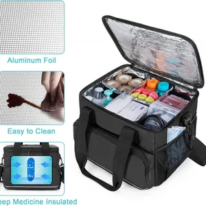 The Insulated Medical Bag With Adjustable Dividers, Medical Supplies Water-Proof Case for Travel, Camping,Home,Black thumbnail-4
