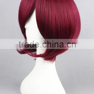 High Quality 35cm Short Straight Starry Sky-Yoh Tomoe Wine Red Synthetic Anime Wig Cosplay Costume Hair Wig Party Wig thumbnail-4