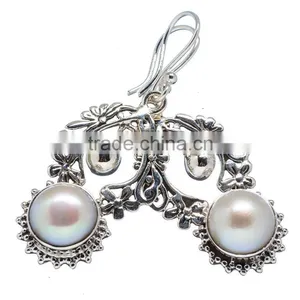 PEARL EARRING 925 SOLID STERLING,SILVER EXPORTER,STERLING SILVER JEWELRY,SILVER EARRING thumbnail-1