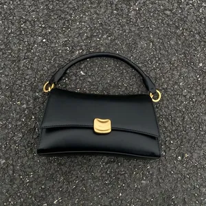 Black Underarm Bag Women's New 2025 Quality Handbag Popular Crossbody Bag Casual Style PU Material Small Square Bag Pure Color thumbnail-1