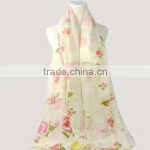 Selling Latest Design Cheap Colorful Flower Printed Scarf thumbnail-3