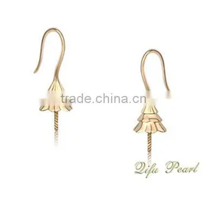 14K Gold Earring Findings With South Sea Pearl thumbnail-1