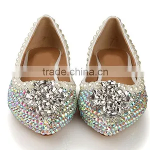 2015 New Model Rhinestone Flat Wedding Shoes For Bridals Elegant Shoes for Ladies thumbnail-2