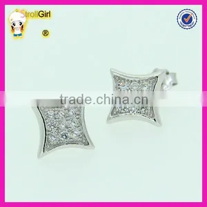 Hot Sale 925 Sterling Silver Stude Earring Clear CZ Stone Pave Silver Earring thumbnail-1