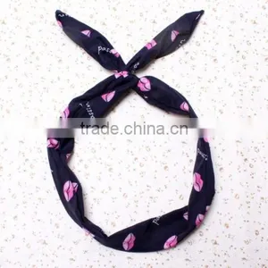 HOT 1 PC Lovely Kids Girls Lady Bow Headwear Hair Bands Hoop Rabbit Ear Wrapped Headband Party Wire Scarf Hair Accessories thumbnail-4