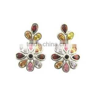 Colorful CZ Fashion Jewelry Set thumbnail-2