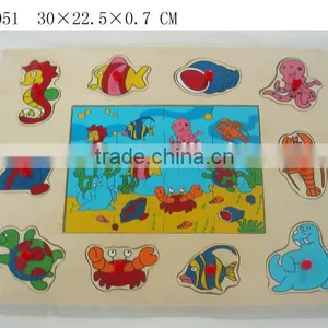 Hot Selling Educational Wooden Toys Ocean Animals Peg Puzzle thumbnail-1