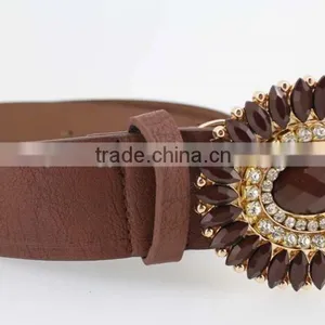 Vintage Style Women's Fashion PU Brand Belt With Shiny Rhinestone Square Shape Buckle thumbnail-5