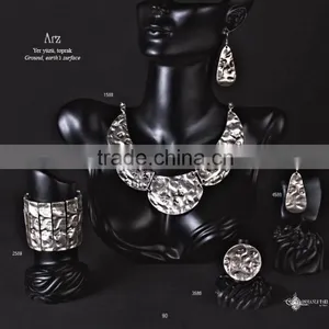 Ring Earring Bracelet Necklace Turkish Ottoman Ethnic Antique Style Jewelry Set Made in Turkey thumbnail-5
