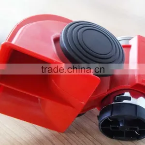 12V Snail Compact Pump Air Horn Dual Tone for Motorcycle Bus Truck Red thumbnail-1