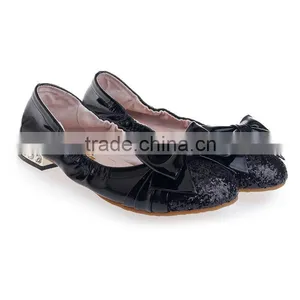 Patent With Glitter Flat Women Shoes Factory Price Wholesales thumbnail-2