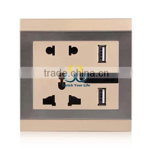 The New Five-hole Universal USB Wall Socket Dual USB Night Light Touch Switch Fashion thumbnail-1