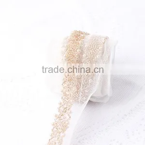 Pink Color Glass and Pear Mesh Chain With Iron-on Glue For Wedding Dress Decoration thumbnail-1