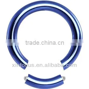 10 Gauge Blue Anodized Titanium Segment Ring _ BCR _Body JewelryD Rainbow thumbnail-1