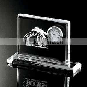 Laser Etched Crystal Clock Award Gift for Corporate Souvenirs thumbnail-1